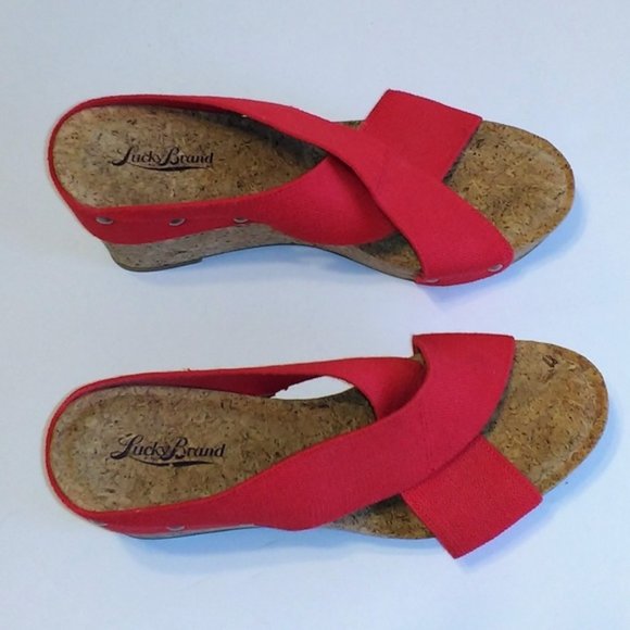 *Lucky Brand red cork wedges 10M - Picture 2 of 8
